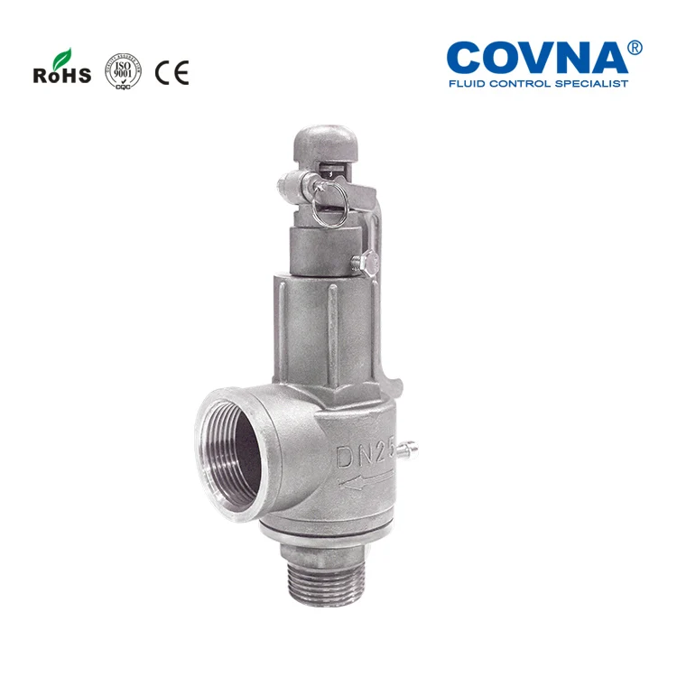 Covna Hot Sale Safety Relief Valves for lpg 1Inch Stainless Steel BSP Thread AC220V With Handle Safety valve