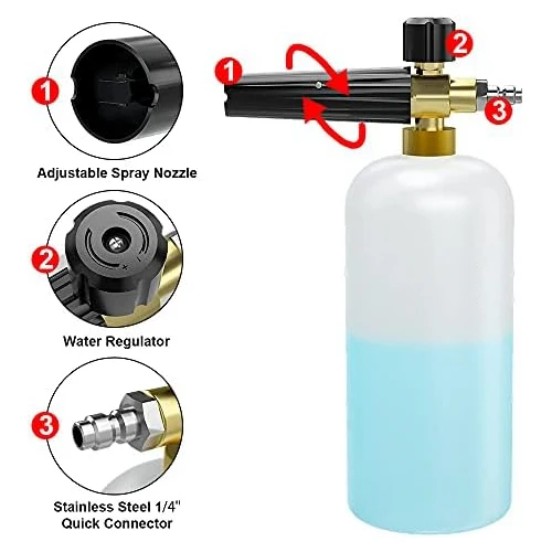 4000 Psi High Pressure Wash Snow Foam Cannon Gun Kit 5 Color Nozzles M22-14 Fitting