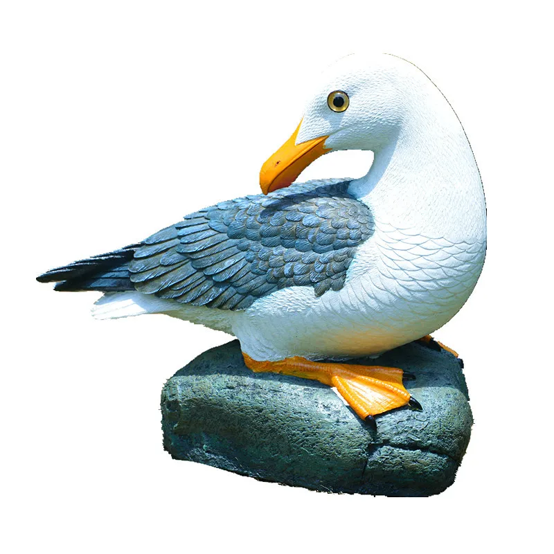 Lifelike Seagull Resin Crafts Landscape Bird Sculpture Outdoor Garden Decoration Ornament