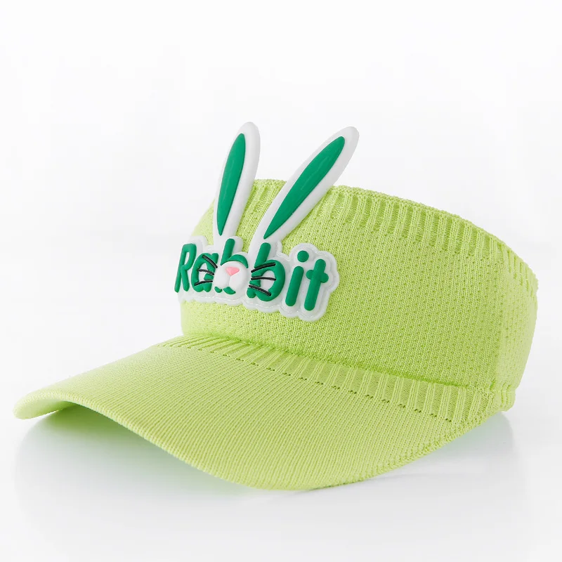 2024 Cheap Price Summer Kids Beach Sun Hat Cute Rabbit Empty Top Big Brim Hat Visor Cap