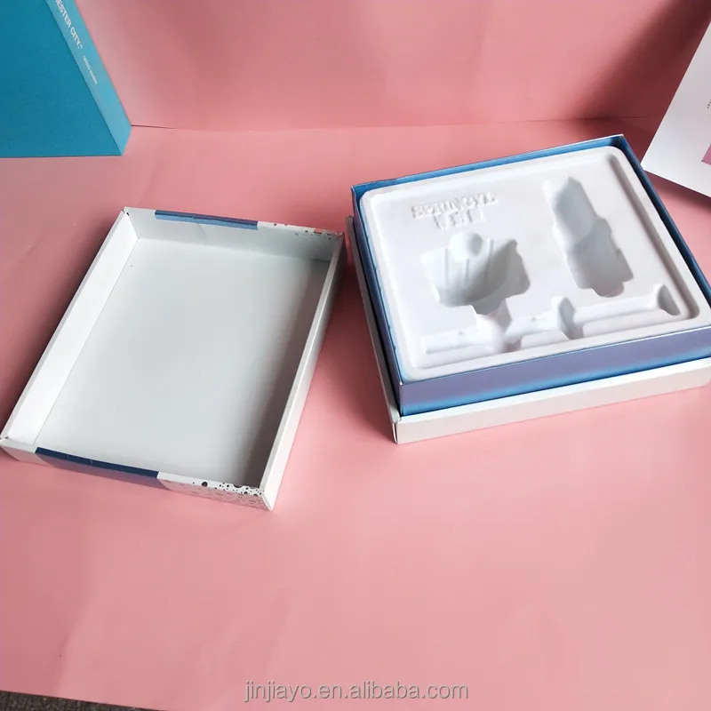Off Set Printing Rigid  Cardboard Gift Box Raphe Cardboard Box with Velvet Blister Insert Tray for Cosmetic