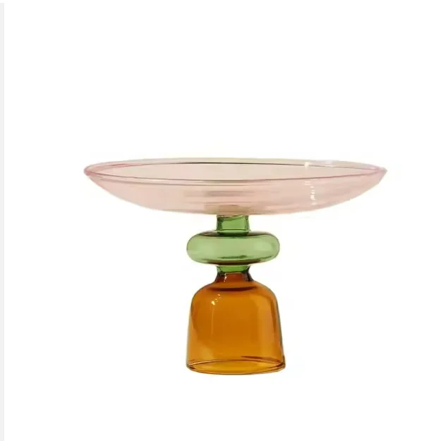 Custom Made Hand-blown Heat-resistant Multi-colored Borosilicate Glass Jewelry Bowl with Base