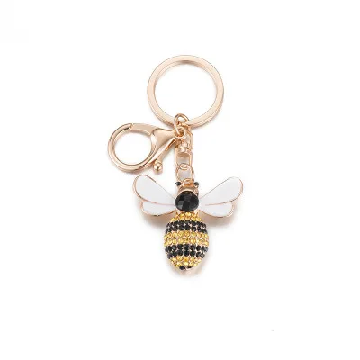 Fashion Rhinestone Jewelry Pendant Gifts Insect Keyring Lovely Bee Keychain Diamond Bee Keychain for Women