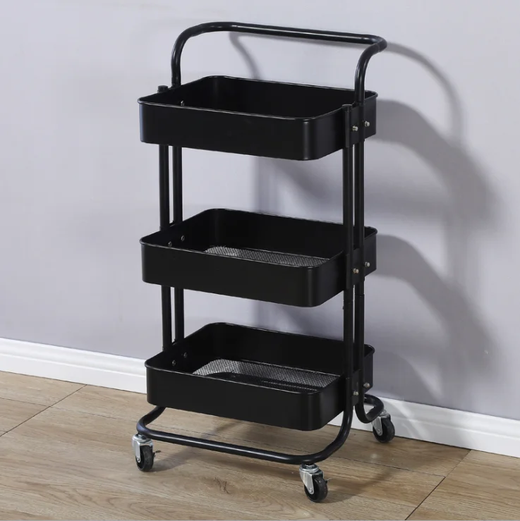 Kitchen Trolley Cart Storage Cart Grocery Shelf with Wheels 3 layers