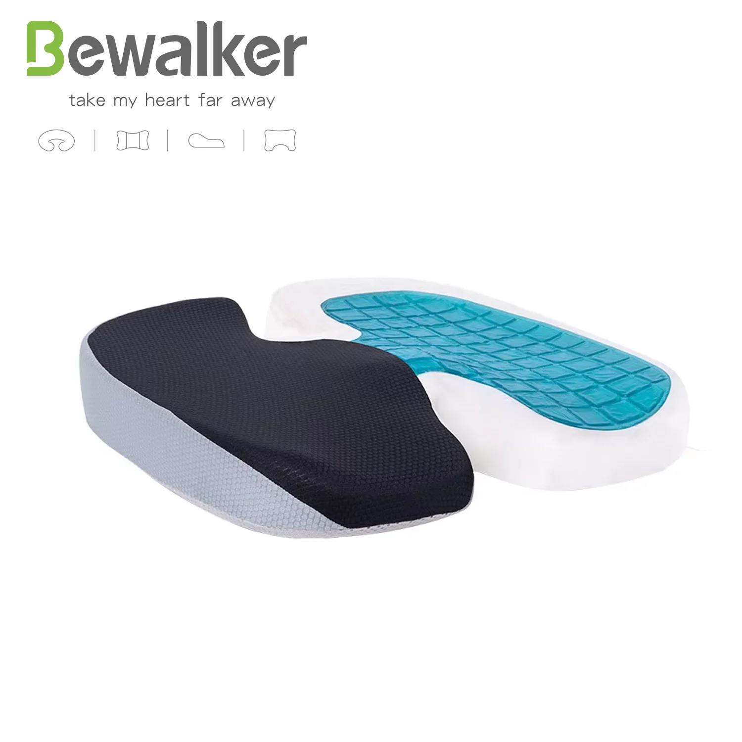 Memory Foam-filled Gel Seat Cushion Black Square Car Seat Massager Knitted Small Folded Chair Backrest Cushion BSCI Audit 300pcs