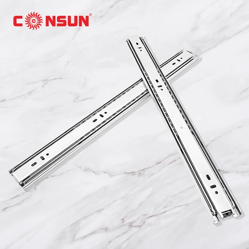 Furniture Kitchen Cabinet 3 Folding Full Extension Ball Bearing draw slides flush closed sliding door hardware