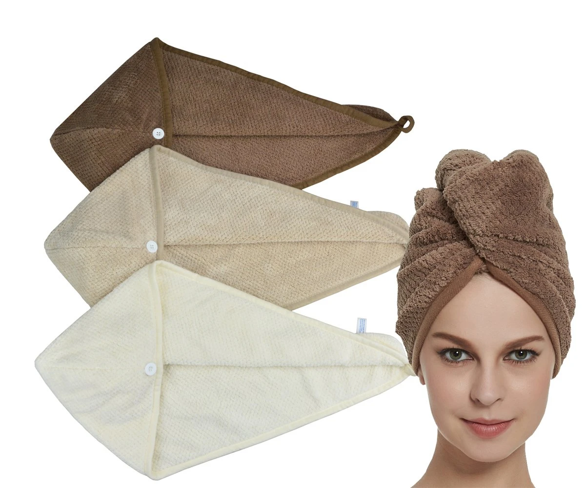 Wholesale Custom Quick Dry Microfiber Hair Turban Wrap bath Towel For Girls/Women