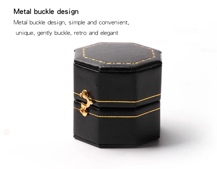 Custom Romantic Sweet Luxury Small PU  Engagement gift packaging JEWELRI BOX Jewelry Box Octagonal  Ring Box Six Colors