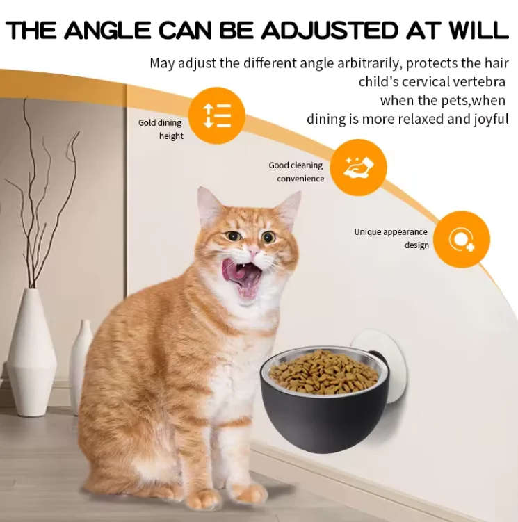 New stainless steel cat and dog drinking and feeding bowl anti slip anti tipping neck protection hanging adjustable