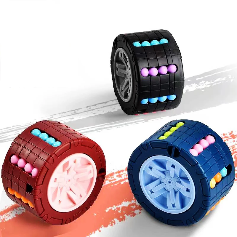 2022 The New Colorful Stress Reliever Sensory Puzzle Toy Rotating Bean Wheel Cube Fidget Spinners Education Sensory Toy