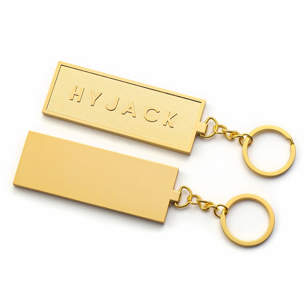 custom gold plate logo keychain for engrave