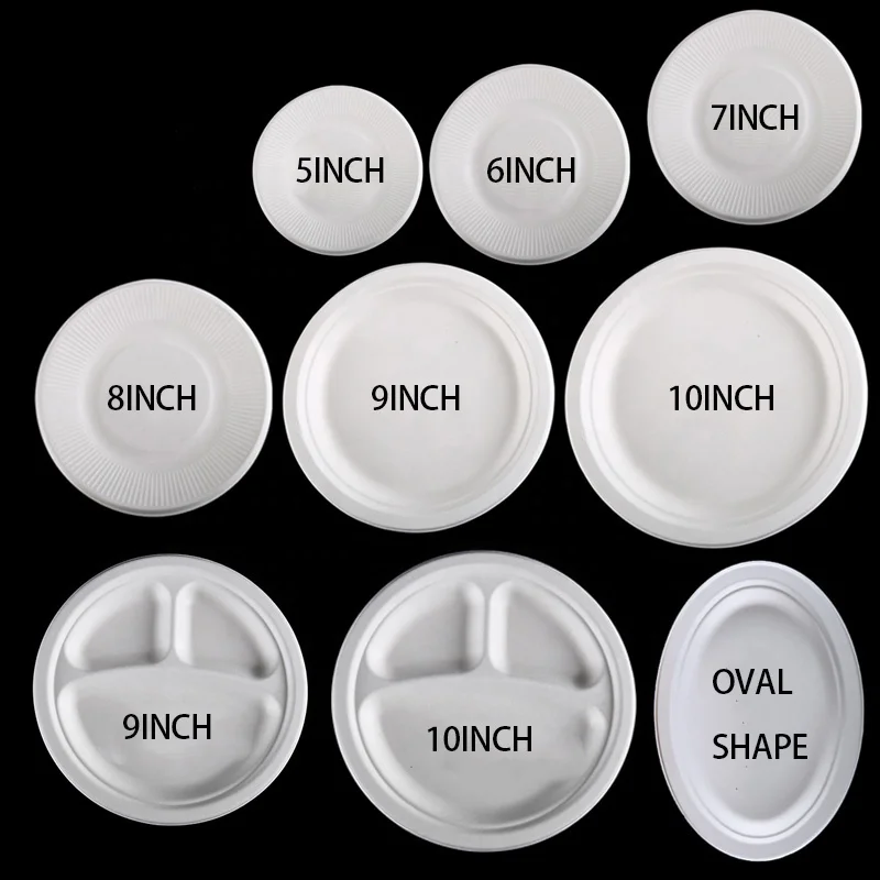 Compostable Wheat Straw Party Cake Fruit Dessert Dishes Disposable Tray Sugarcane Bagasse Plate