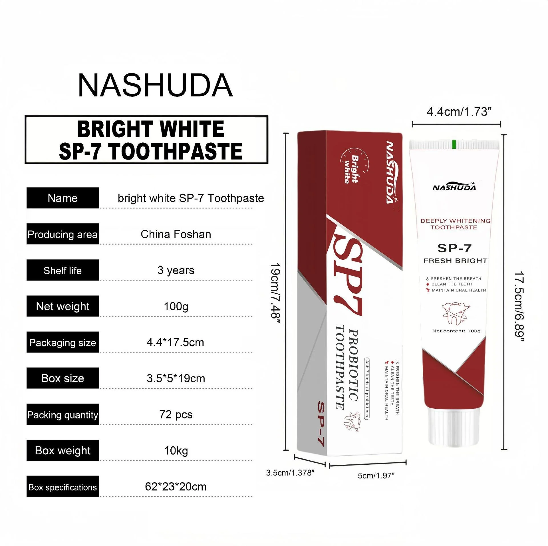 Adult Probiotic Mint Toothpaste Home Use 100g Dental Paste Whitening Fresh Breath Effects SP-7 Contains Chemical Herbal