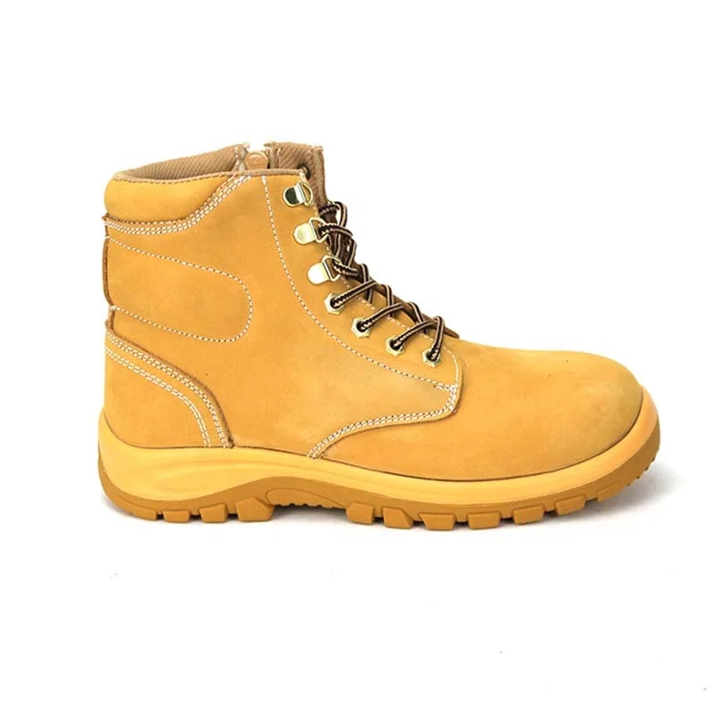zapatos de trabajo excellent wheat yellow nubuck genuine leather work boots for men with side zipper