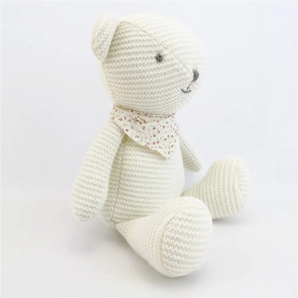 New Style Stuffed Customized Teddy Knitted Bear  Bear with Scarf Soft Cute Plush Toy Bear Custom Color Plush Animal Toy