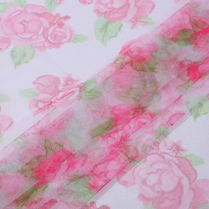 4 way stretch tulle fabric for dance dress textile custom digital print mesh fabric