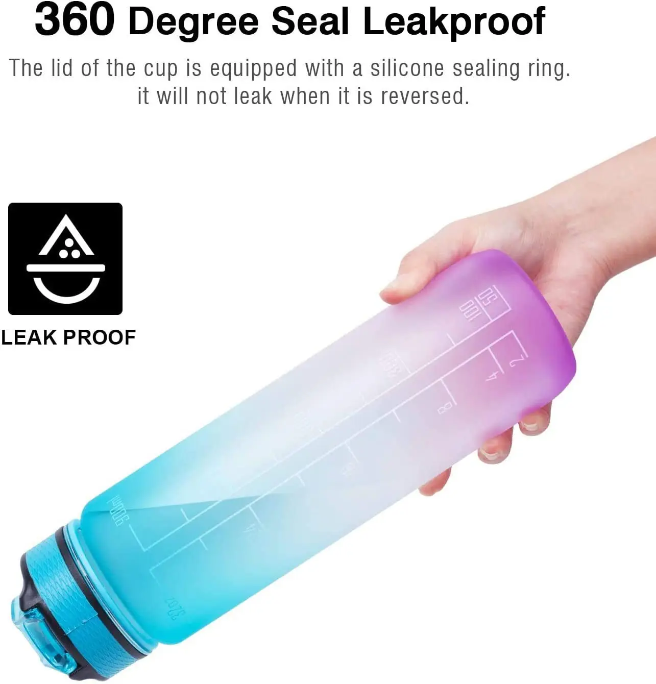 In Stocked Gradient Color Sport Gym Soft Painting Plastic Everich 32oz Water Bottle with Straw & Time Marker