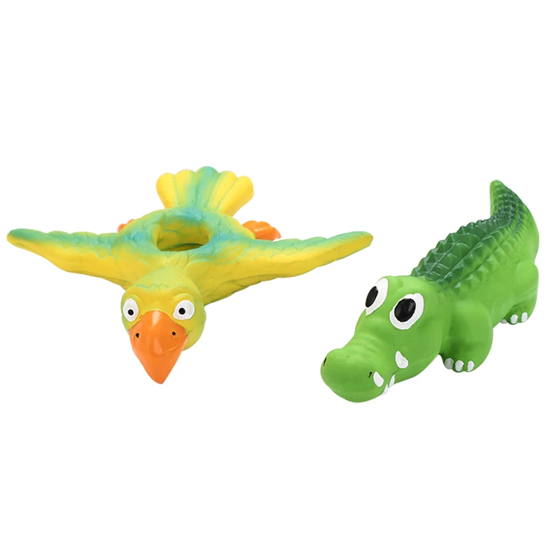 
eco friendly non toxic soft cute pigeon crocodile design latex pet dog chew toy 