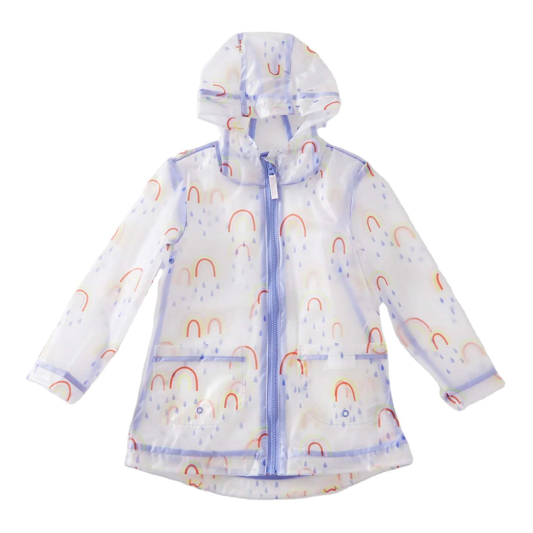 New fashion kids TPU rain coat transparent floral printed jacket toddler girls novelty hooded rain wear