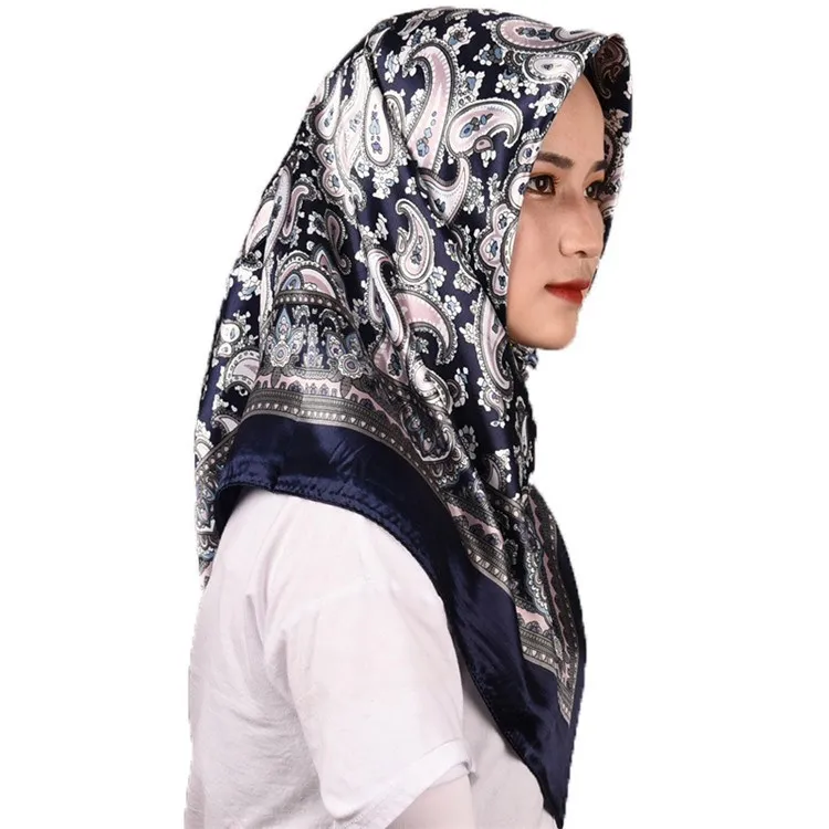 Fashion pattern large square Satin silk like scarf for women
