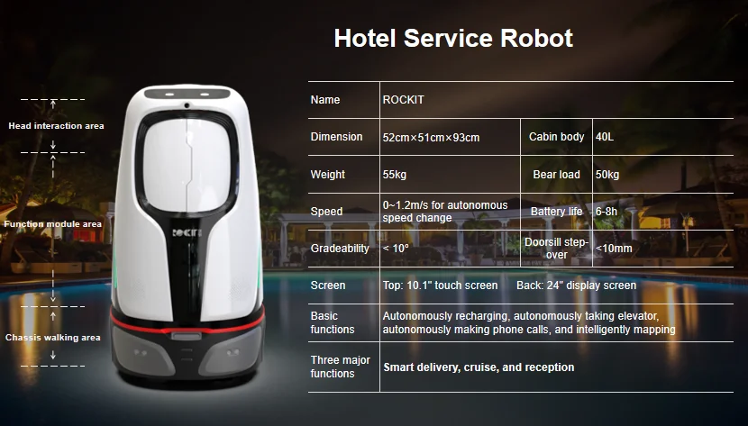 2024 Hotel Robot Waiter Intelligent Supplier Remote Control Restaurant Autonomous Delivery Food Serving Talking Go Lift Robot