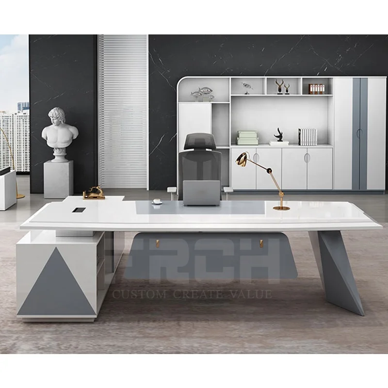 ceo L shape luxury pc table computer boss manager wooden executive office desk furniture modern