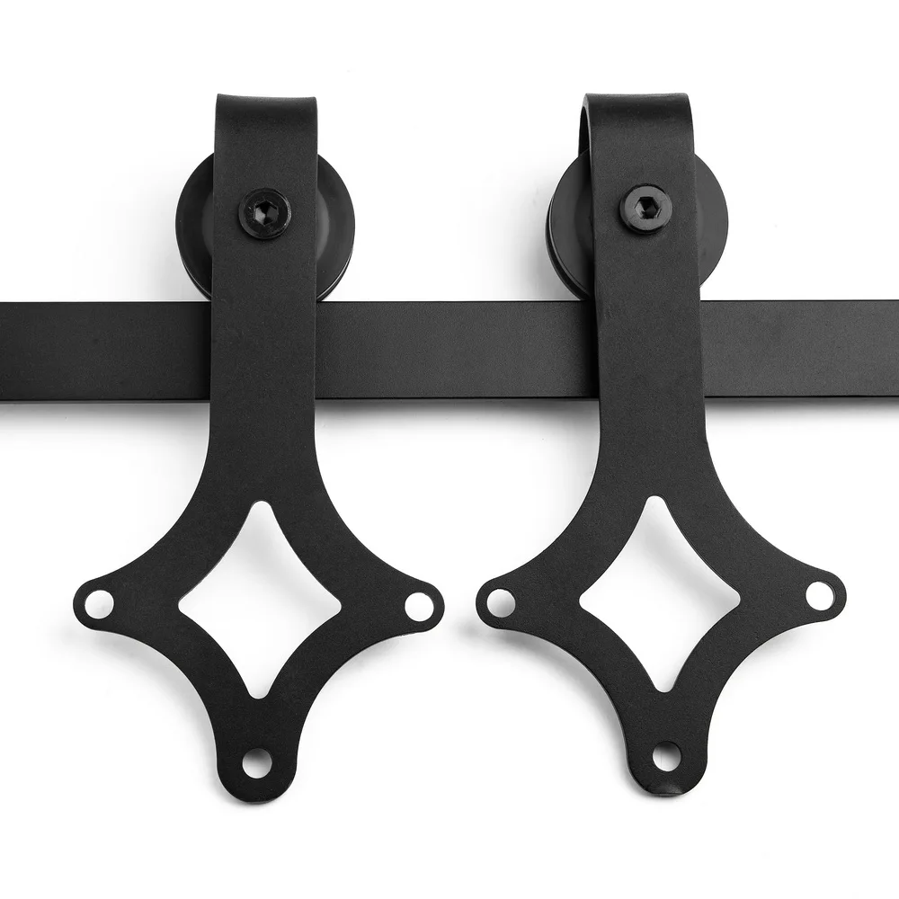 RHETECH 4ft Mini Super Mini Double Sliding Barn Door Hardware Kit for Cabinet and TV Stand Closet Window Rhombus Shape Hanger
