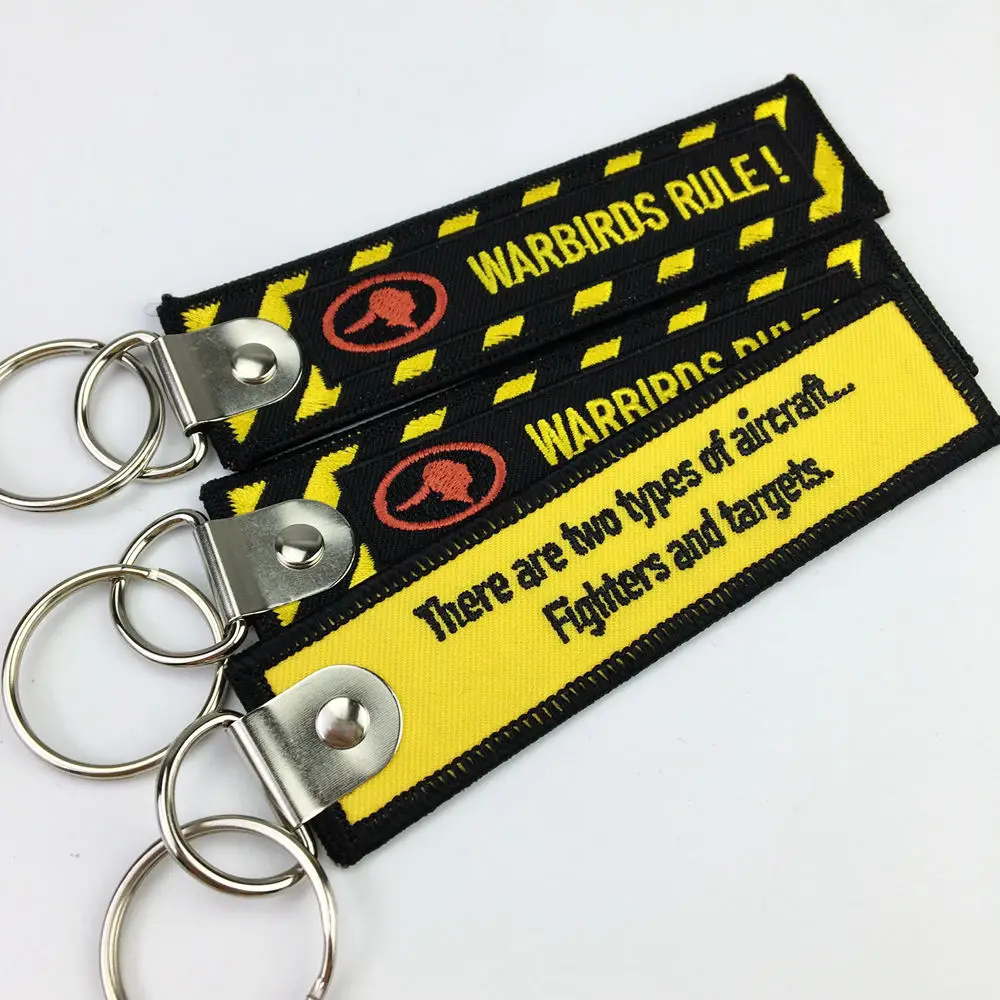 Custom Woven Logo Jet Tag Key Chain Embroidery Keychain Motorcycle Car Anime Key Tags