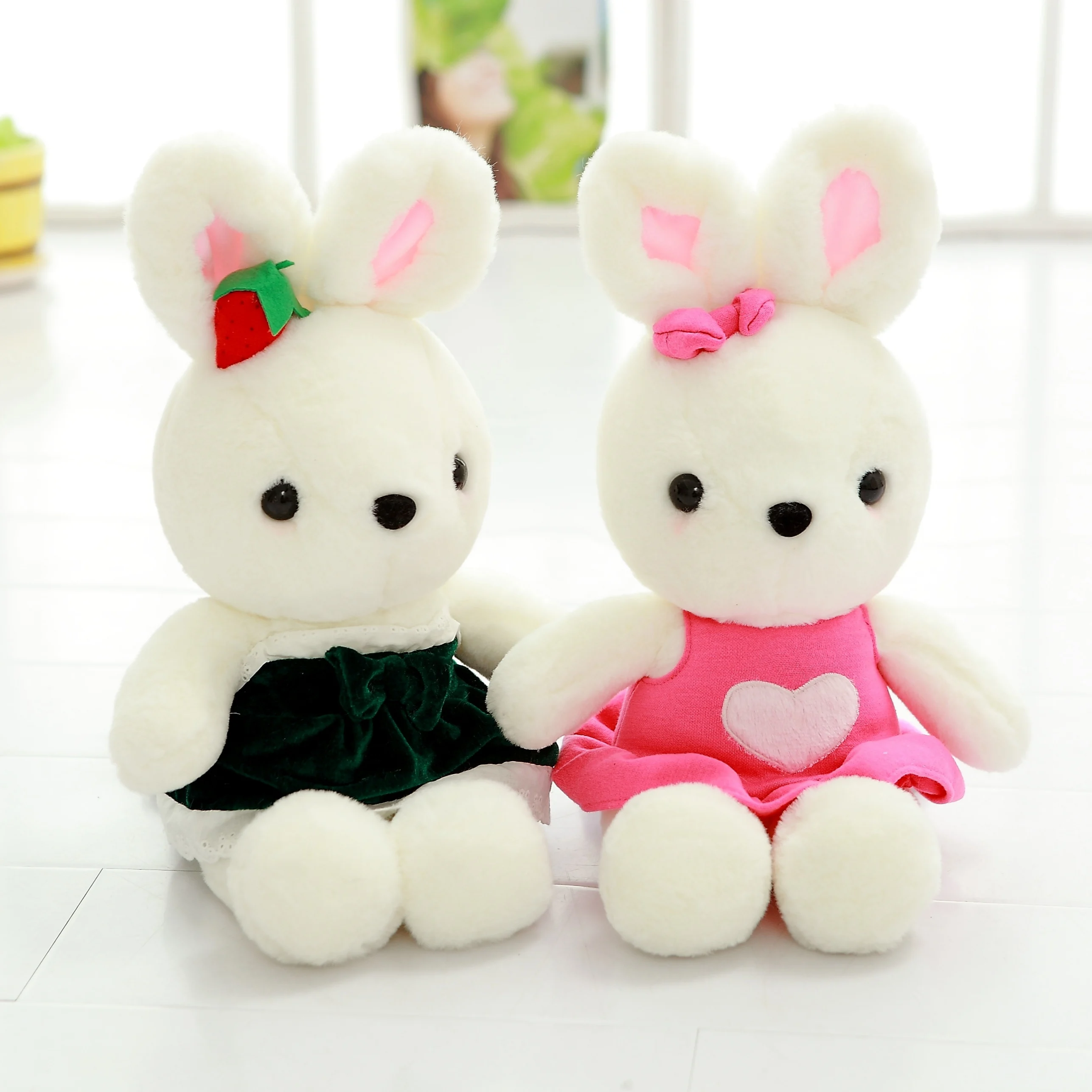Skin Friendly Plush Animal Bunny Cute Rabbit Stuffed With Dress For Girl Gift