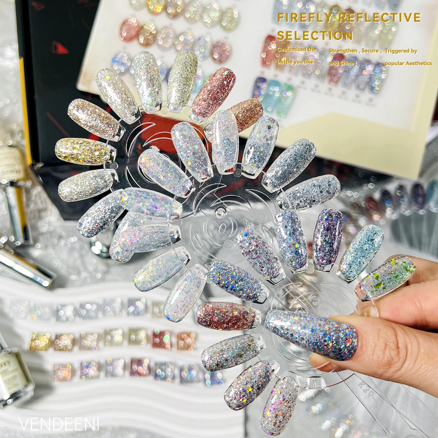 Vendeeni reflective glitter 15 ml uv nail polish 30 colors nail polish set hema free professional uv gel polish nails supplies