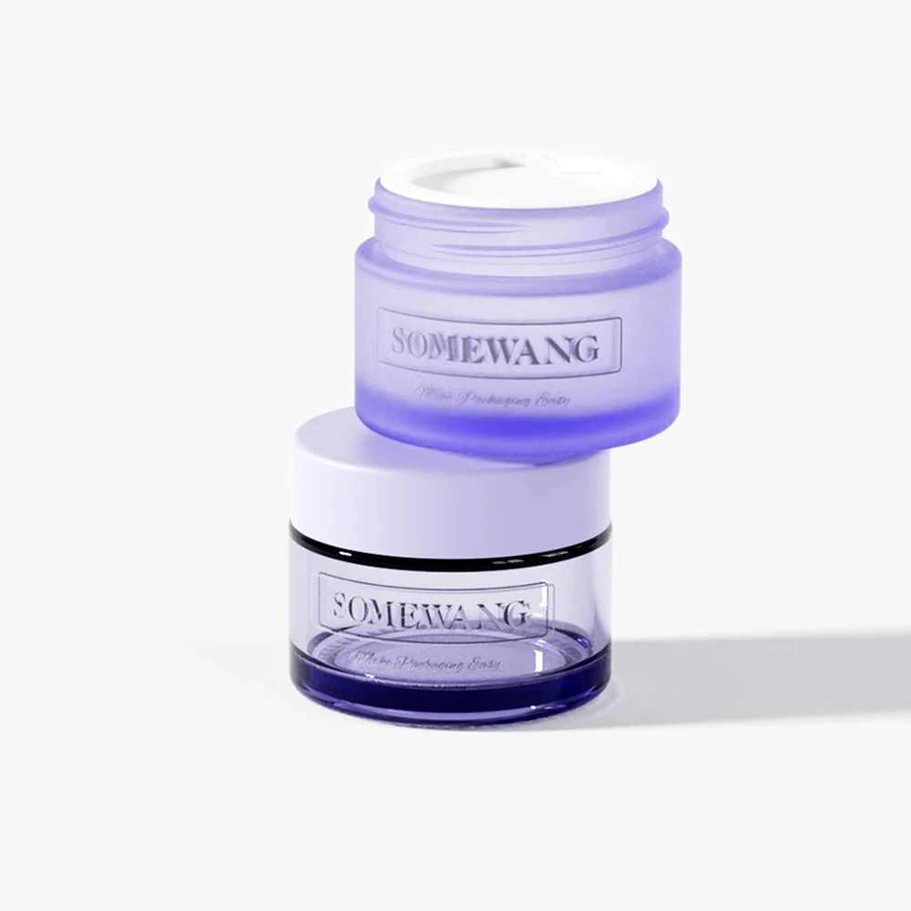 Glass Jar Wholesale Cosmetic Glass Plastic Screw Cap Round, Mason for Cream , Frosted Cream Glass Packaging 50g 100g Black