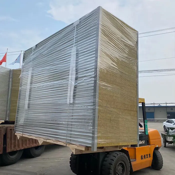 steel building roofing and wall insulation fireproof prefabricated composite rock wool insulation panel