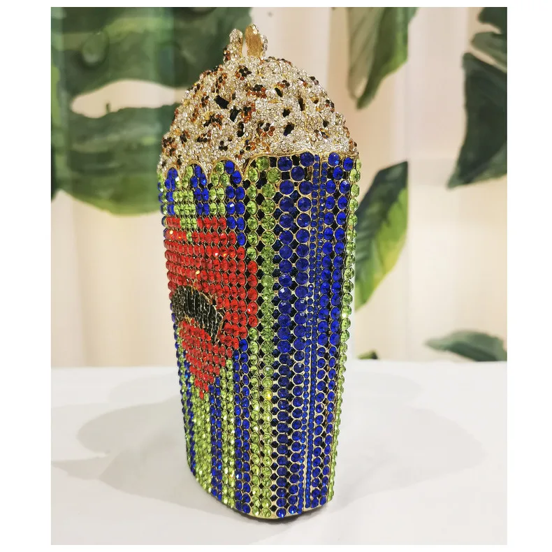 
Factory customized Popcorn shape diamond rhinestone evening bag women clutch purse handbags for party 