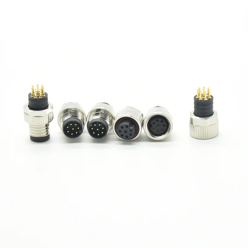 3 4 6 8 pin male female M8 cable wire waterproof mini IP67 connector