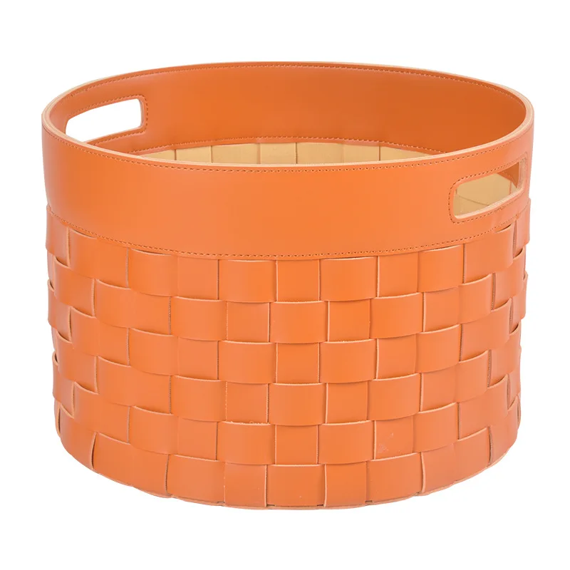 2022 China Hot Selling Leather Woven Storage Basket Bag Laundry Item Storage