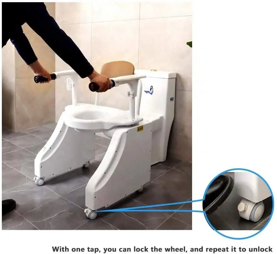 Commode Chair Electric Toilet Incline Lift, Height Is Adjustable Frame Padded Toilet Grab Bars, Aid For Elderly, Handicapped, Di