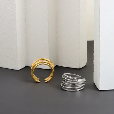 New Stainless Steel Multilayer Irregular Thin Rng Opening Index Finger Ring For Women Customized Titanium Steel Ring