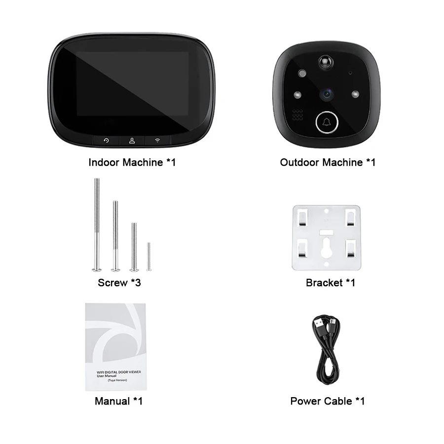 Tuya Smart 130 Degree Wide Angle WiFi Remote Access Two Way Audio Viewer Monitoring Peephole Camera Video Doorbell