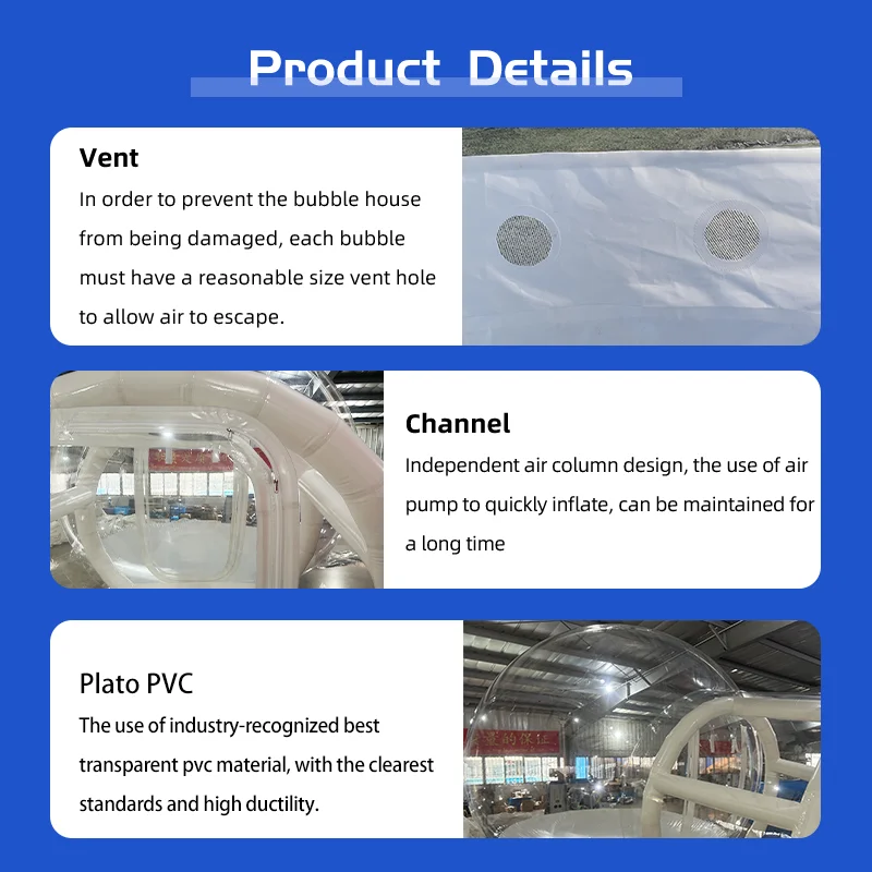 AOYU Clear Pop Up Hot Selling Giant Transparent Plastic Bubble Inflatable Lawn Tent Dome Single Tunnel With Mat