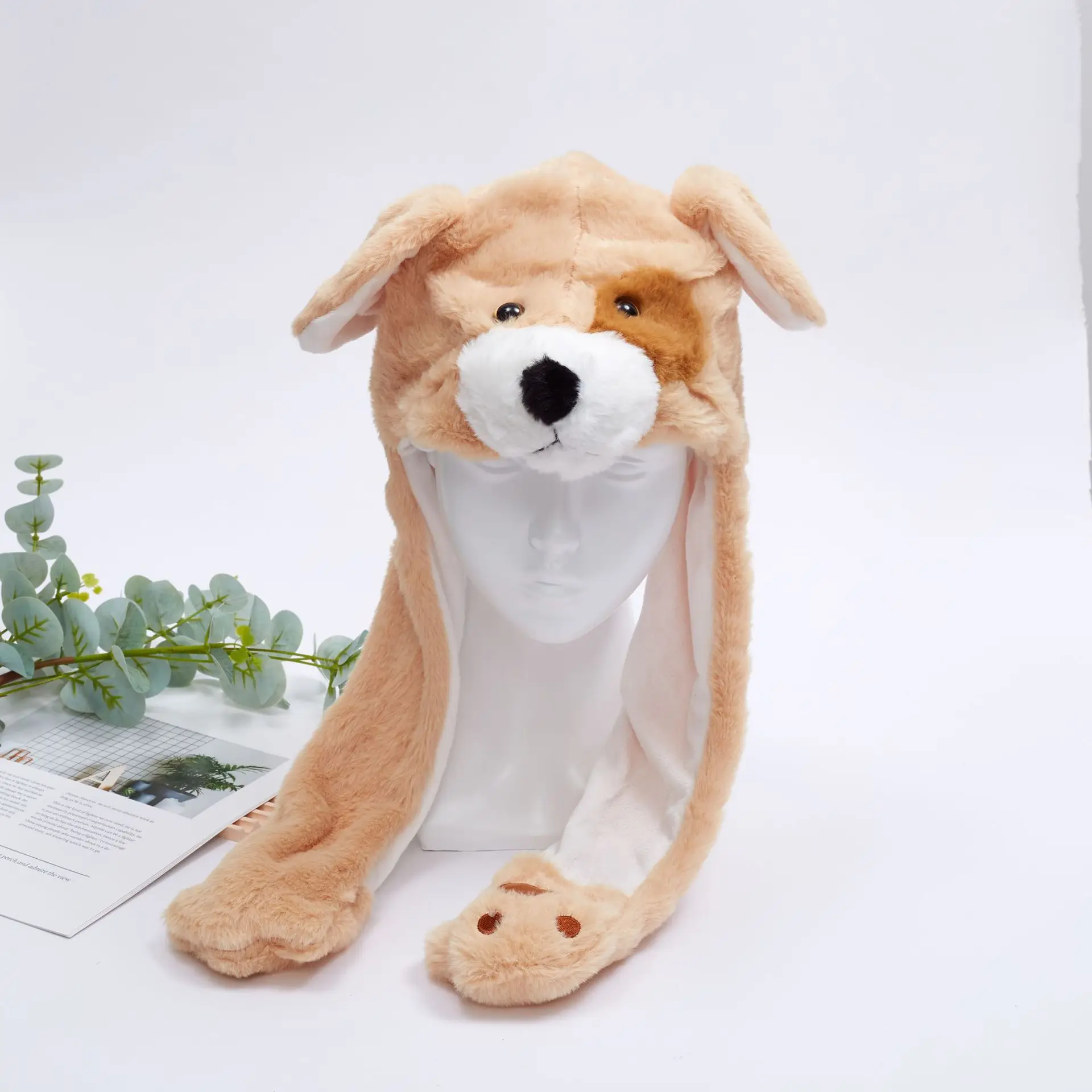 factory new animal cute and soft hats in stock ears can move plush party hats