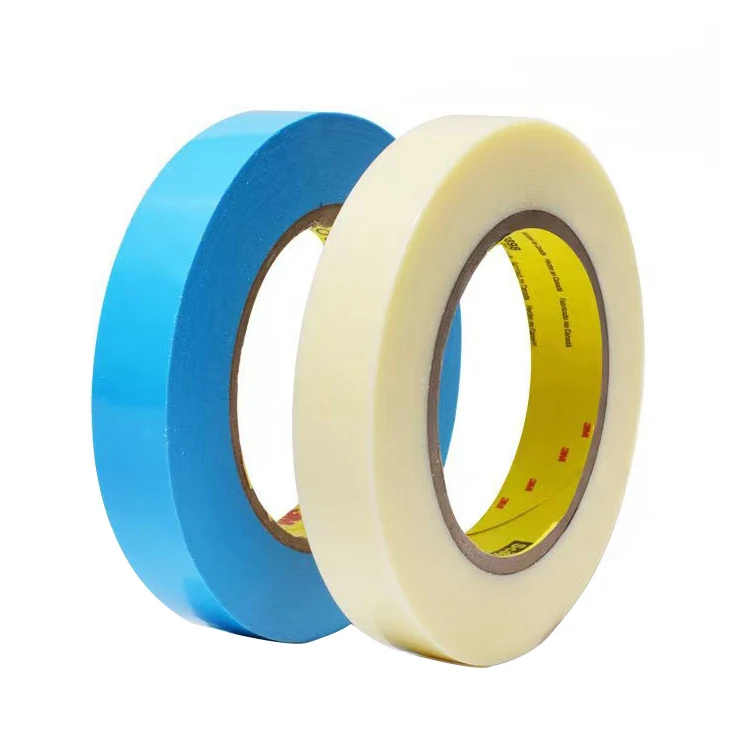 polypropylene strap adhesive tape blue ivory synthetic rubber adhesive pp film fiber strapping tape
