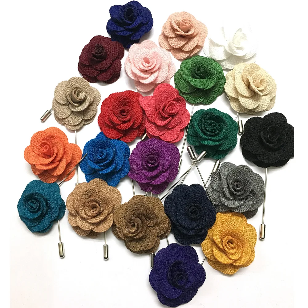Women Mens Brooch Lapel Pins Handmade Rose Flower Long Needle Lapel Pins For Suit Men Clothes Accessory Luxury Brooches