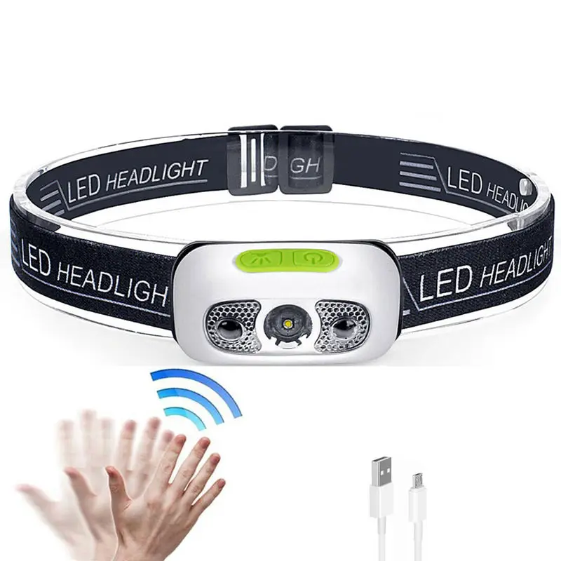 LED Head Lamps Rechargeable Headlight Flashlight with Dual Switch Design 500 Lumen USB Charging Headlight with 2200 mAh Battery