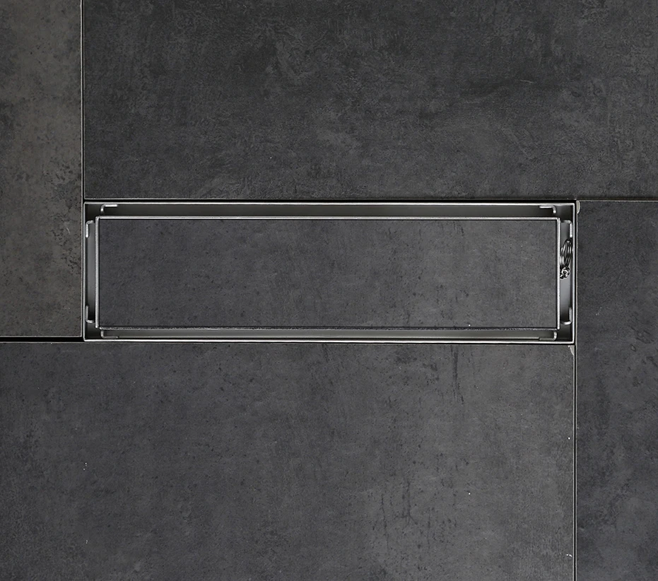 Invisible 80*580 mm Tile Insert channel drain grate anti odor rectangular stainless steel linear floor drain