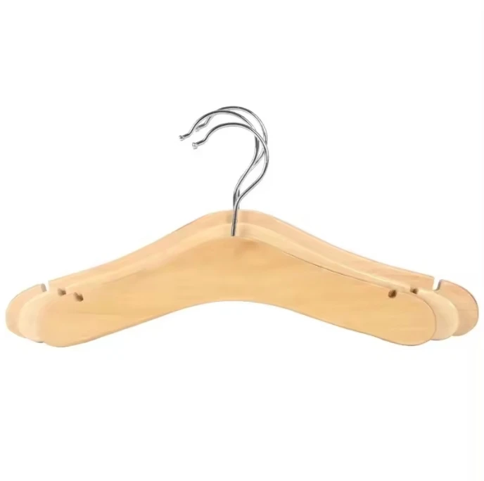 High quality children custom hangers swivel metal hook kids wood clothes hangers for garment display