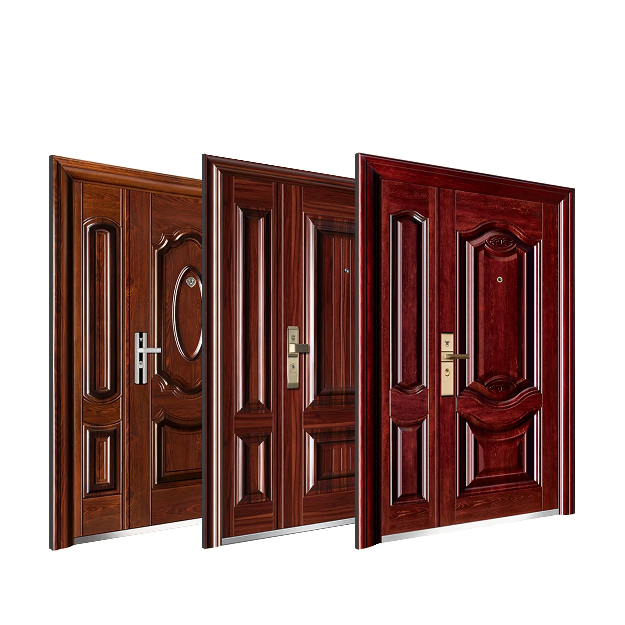 Custom Competitive Price 7cm/10cm Mother And Son Door Anti-theft Entrance Red Oak Exterior Wooden Door With Safety Door Lock