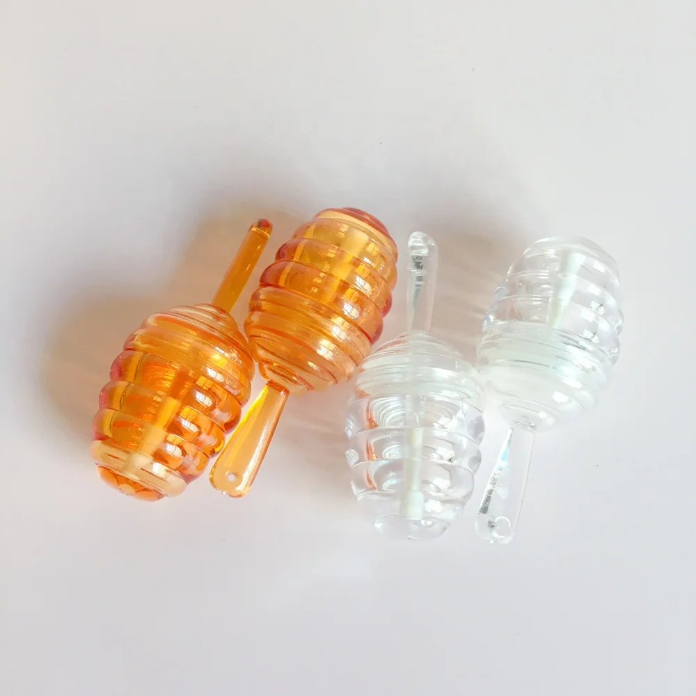 P-Lan Brand Stock 100pcs Mini 6ml Cute Lipgloss Containers Wholesale Empty Clear Brown Honey Pot Lip Gloss Tubes With Wand