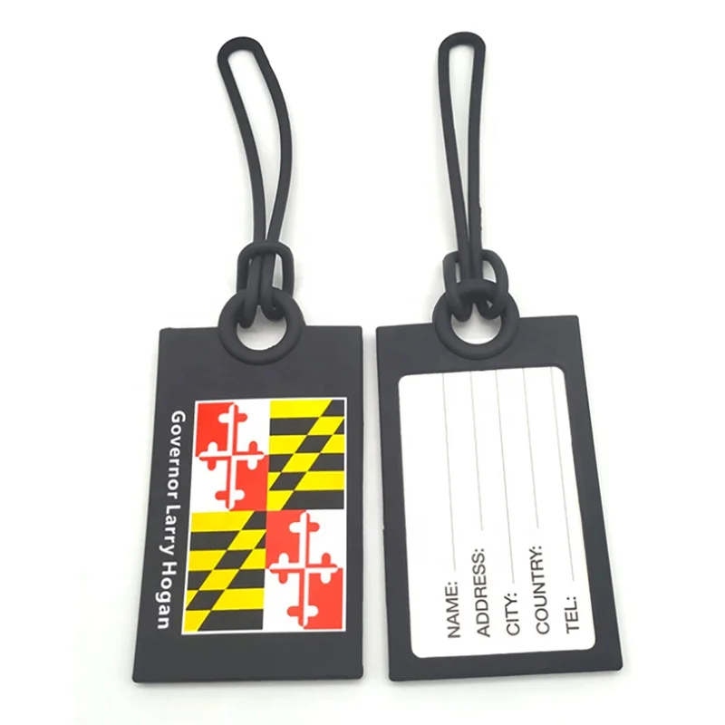 Hot Sale Custom Logo Printed Rubber Silicone Luggage Bag Tag with ID Info Card On Back to Identify Your Suitcase
