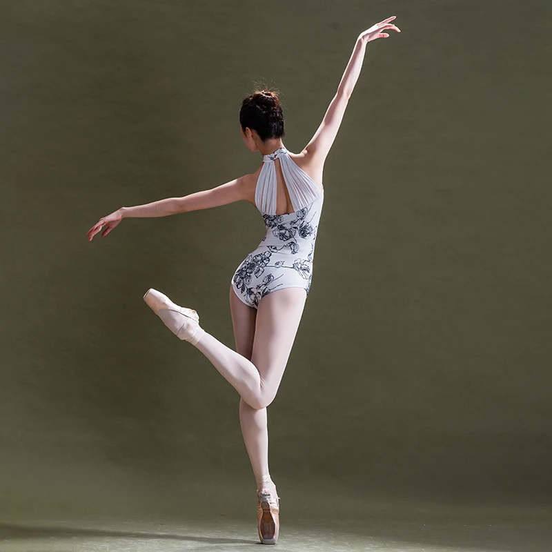 Sleeveless Sexy Leotards Dance Clothing Straps Ballet Leotards Adults Women Gymnastic Practice Printing Training Dance Wear
