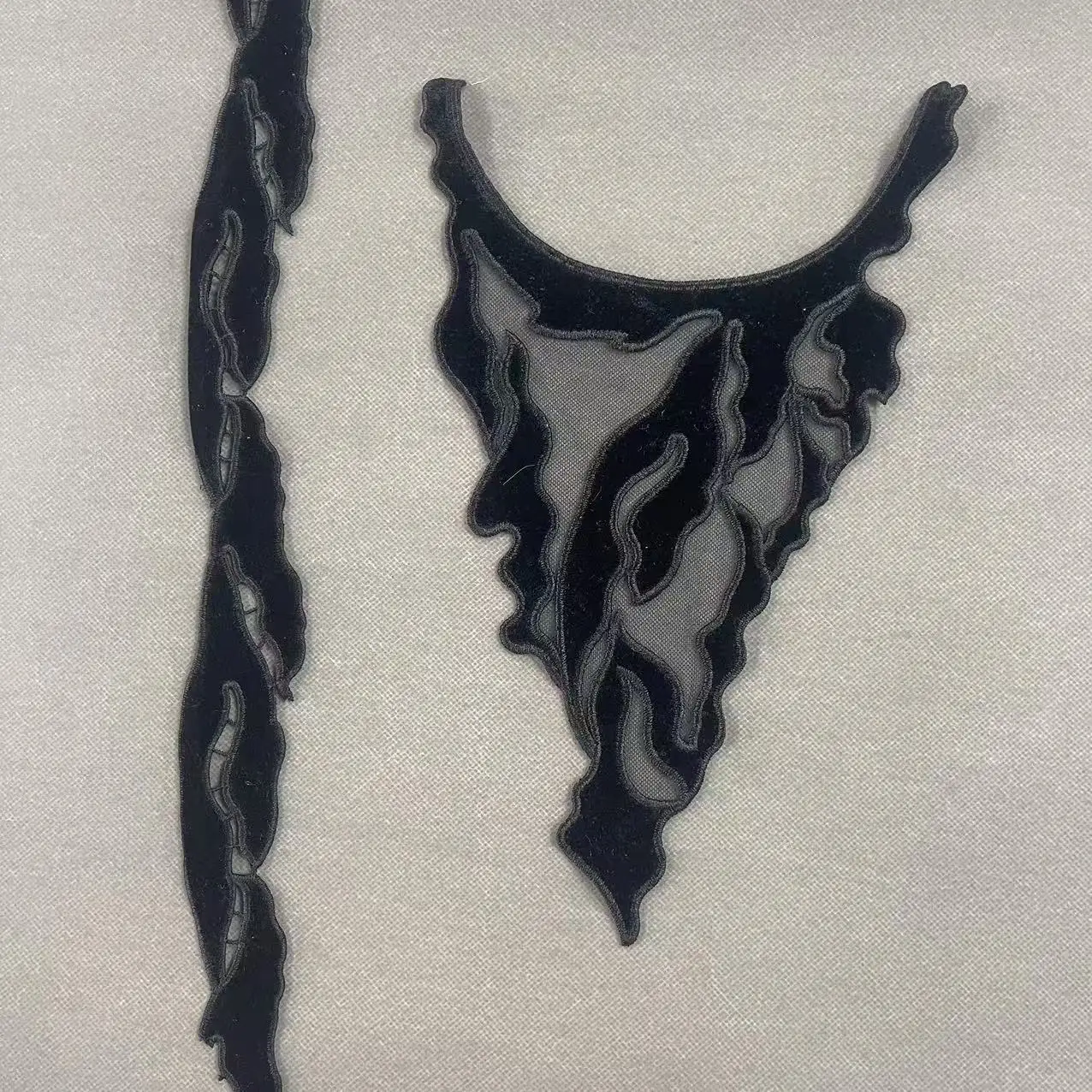 Wholesale 100% Polyester Velvet Embroidery Lace trimming Lace Collar For Abaya Turkey Gorgeous Open Abaya Decoration
